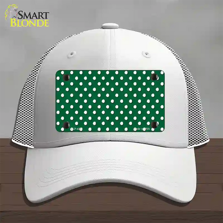 Green Polka Dot Novelty License Plate Hat Mesh / White