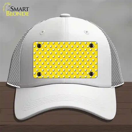 Yellow Polka Dot Novelty License Plate Hat Mesh / White