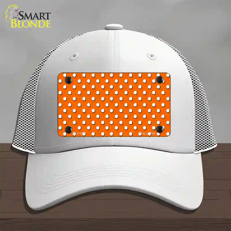 Orange Polka Dot Novelty License Plate Hat Mesh / White