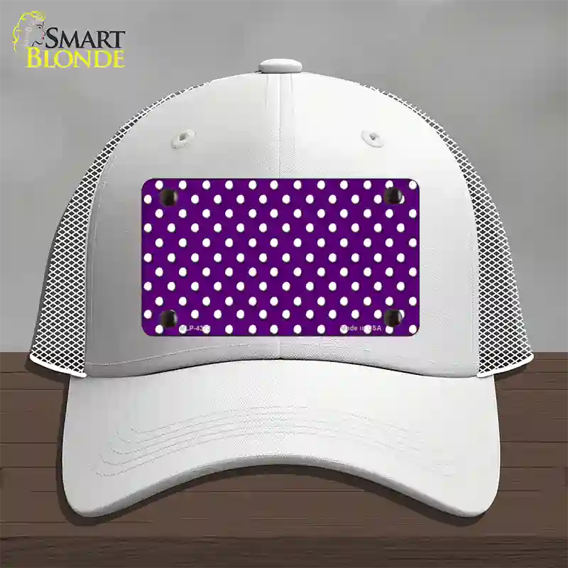 Purple Polka Dot Novelty License Plate Hat Mesh / White