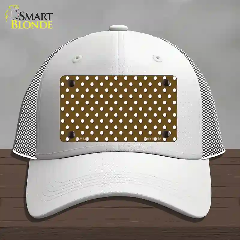 Brown Polka Dot Novelty License Plate Hat Mesh / White