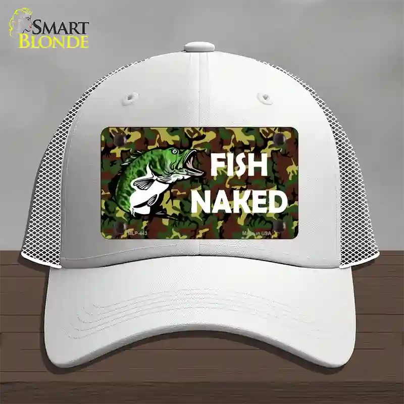 Fish Naked Novelty License Plate Hat Mesh / White