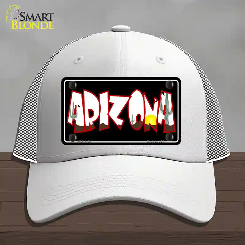 Arizona Black Novelty License Plate Hat Mesh / White