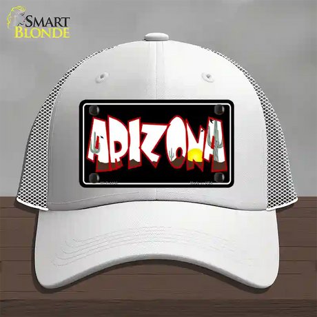 Arizona Black Novelty License Plate Hat Mesh / White