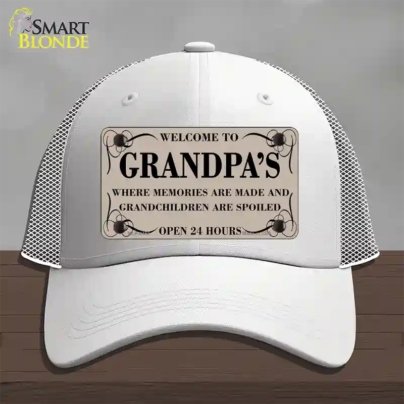 Welcome To Grandpas Novelty License Plate Hat Mesh / White