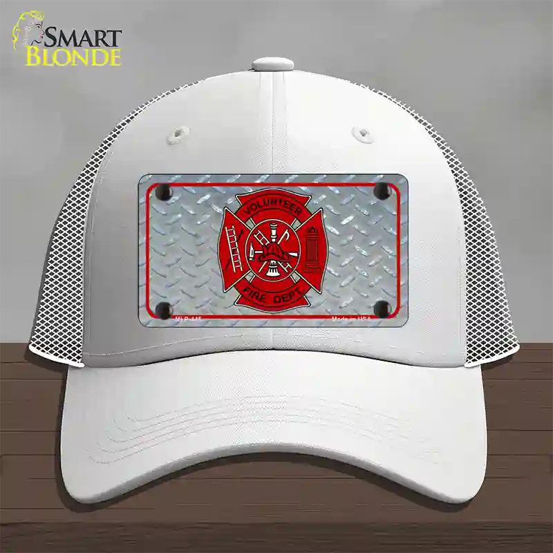 Volunteer Fire Dept Novelty License Plate Hat Mesh / White