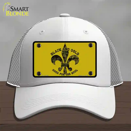 Saints Fleur De Lis Gold Novelty License Plate Hat Mesh / White