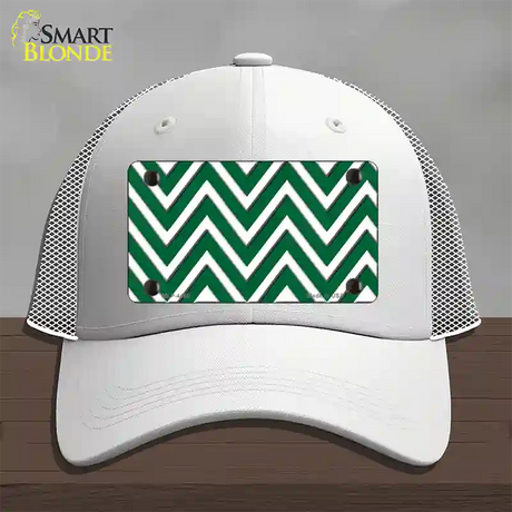 Green White Large Chevron Novelty License Plate Hat Mesh / White