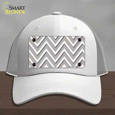 Grey White Large Chevron Novelty License Plate Hat Mesh / White