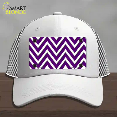 Purple White Large Chevron Novelty License Plate Hat Mesh / White