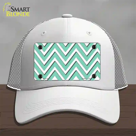 Mint White Large Chevron Novelty License Plate Hat Mesh / White