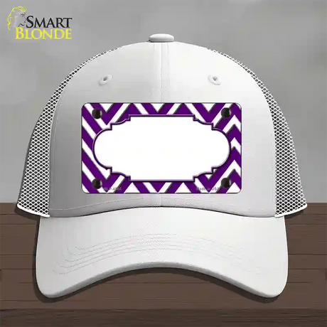 Purple White Large Chevron Center Scallop Novelty License Plate Hat Mesh / White