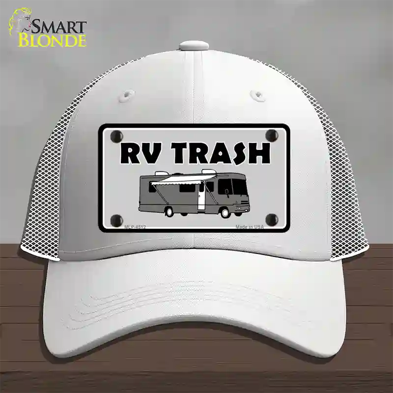 RV Trash Aluminum Automotive Novelty License Plate Hat Mesh / White