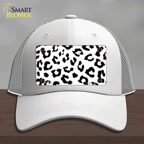 White Black Cheetah Novelty License Plate Hat Mesh / White