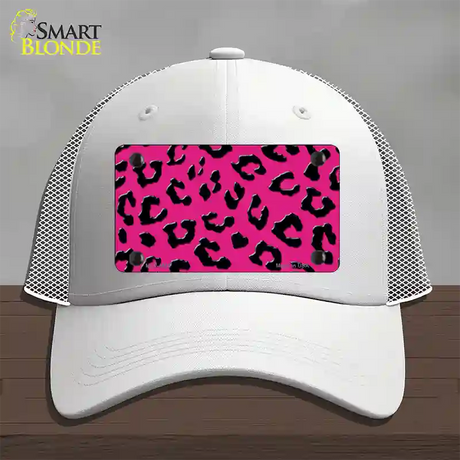 Pink Black Cheetah Novelty License Plate Hat Mesh / White