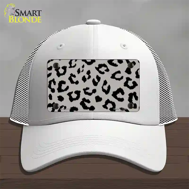 Grey Black Cheetah Novelty License Plate Hat Mesh / White