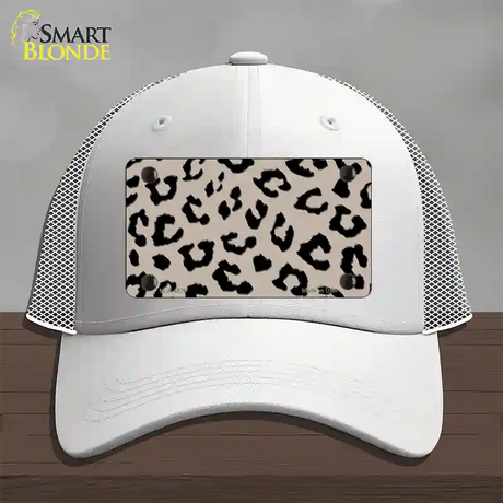 Tan Black Cheetah Novelty License Plate Hat Mesh / White