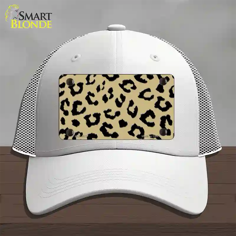 Gold Black Cheetah Novelty License Plate Hat Mesh / White