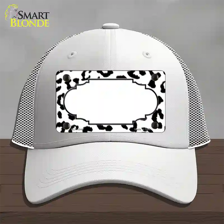 White Black Cheetah Scallop Novelty License Plate Hat Mesh / White