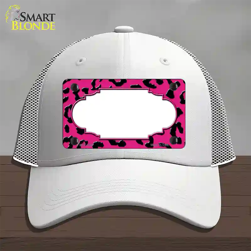 Pink Black Cheetah Scallop Novelty License Plate Hat Mesh / White