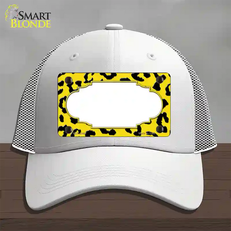 Yellow Black Cheetah Scallop Novelty License Plate Hat Mesh / White