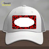 Red Black Cheetah Scallop Novelty License Plate Hat Mesh / White