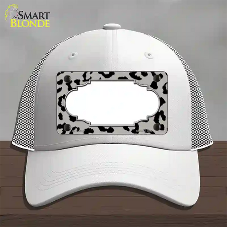 Grey Black Cheetah Scallop Novelty License Plate Hat Mesh / White