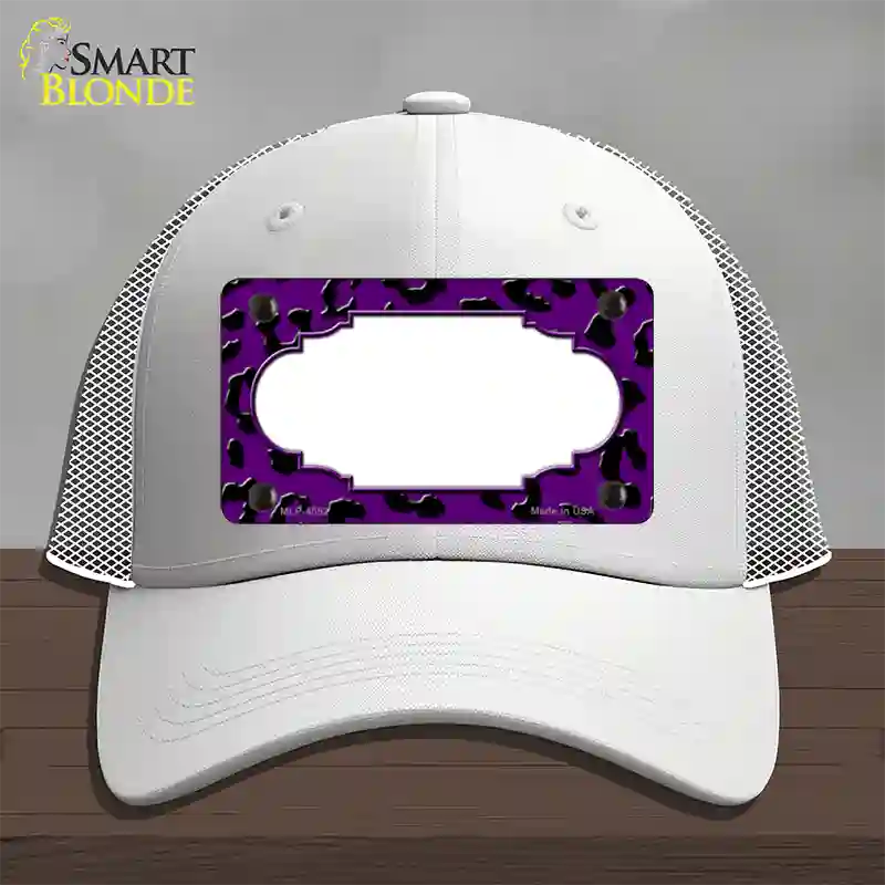 Purple Black Cheetah Scallop Novelty License Plate Hat Mesh / White