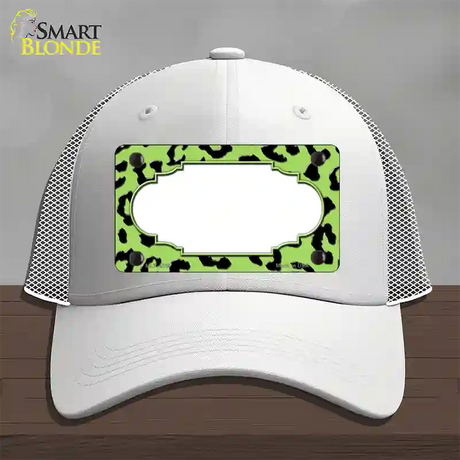 Lime Green Black Cheetah Scallop Novelty License Plate Hat Mesh / White