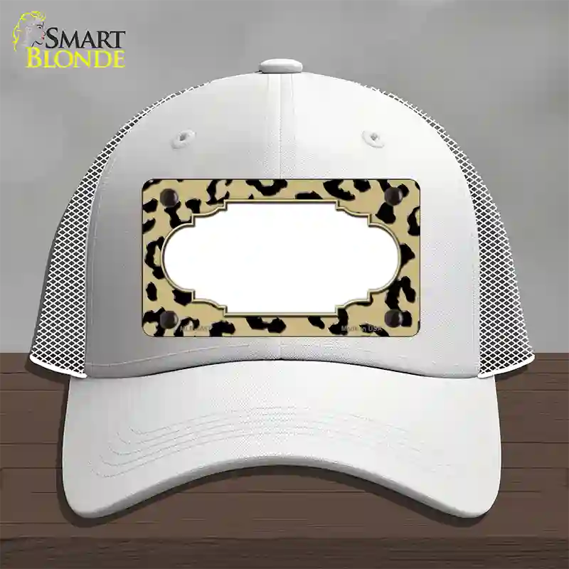 Gold Black Cheetah Scallop Novelty License Plate Hat Mesh / White