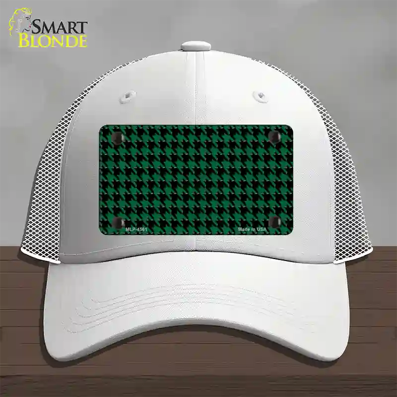 Green Black Houndstooth Novelty License Plate Hat Mesh / White