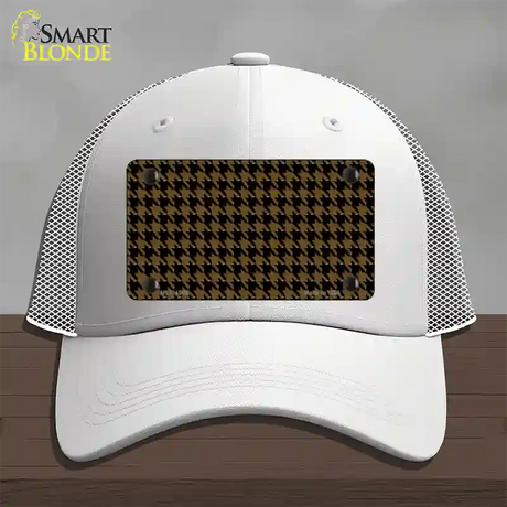 Brown Black Houndstooth Novelty License Plate Hat Mesh / White