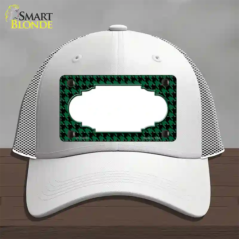 Green Black Houndstooth Scallop Center Novelty License Plate Hat Mesh / White