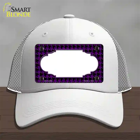 Purple Black Houndstooth Scallop Center Novelty License Plate Hat Mesh / White