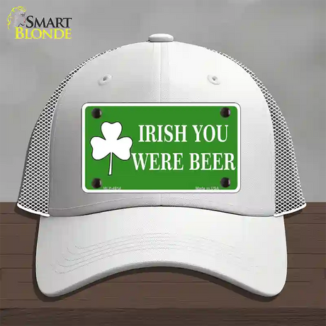 Irish You Were Beer Novelty License Plate Hat Mesh / White