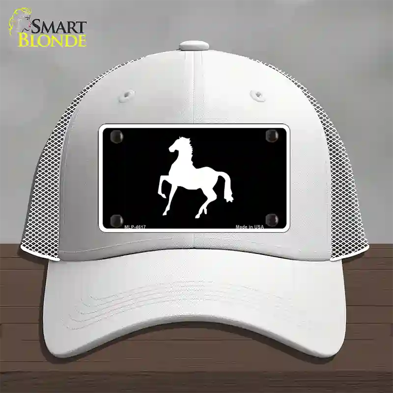 Horse Prancing Novelty License Plate Hat Mesh / White