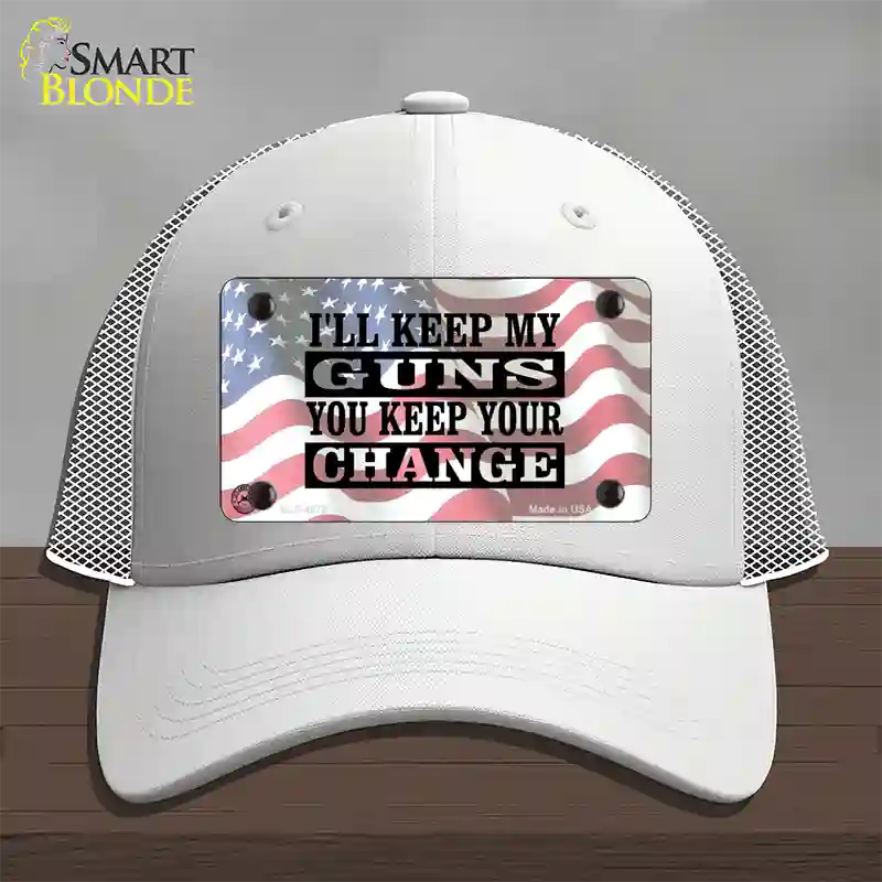 Ill Keep My Guns Novelty License Plate Hat Mesh / White