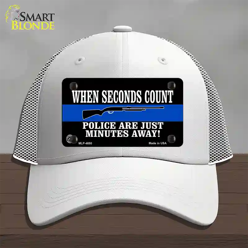 Police Are Just Minutes Away Novelty License Plate Hat Mesh / White