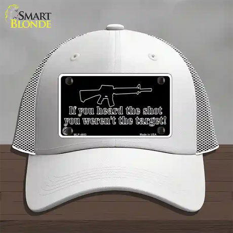 Heard The Shot Novelty License Plate Hat Mesh / White