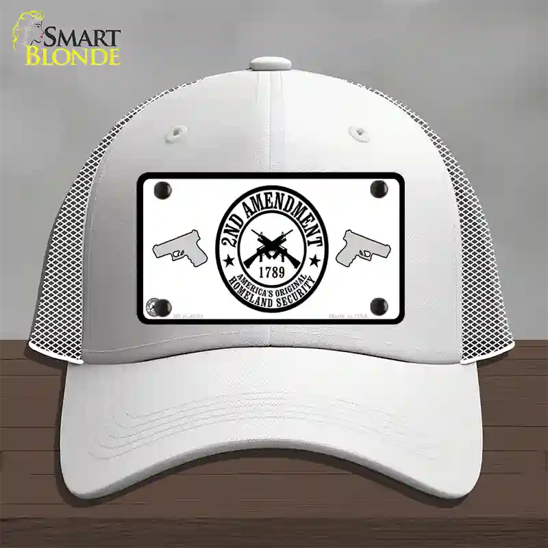 2nd Amendment Novelty License Plate Hat Mesh / White