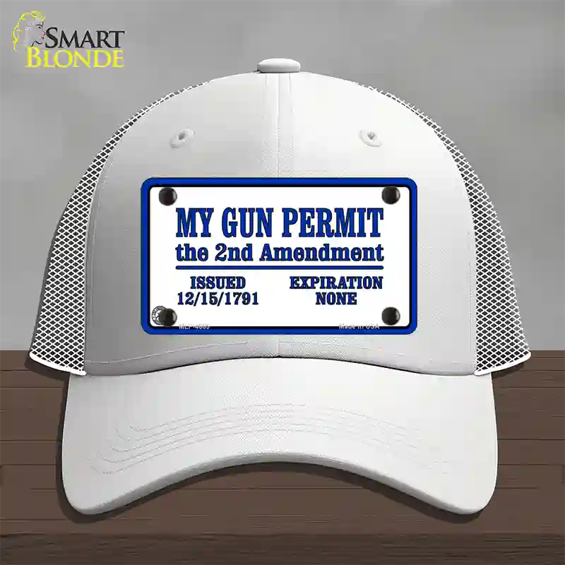 My Gun Permit Novelty License Plate Hat Mesh / White