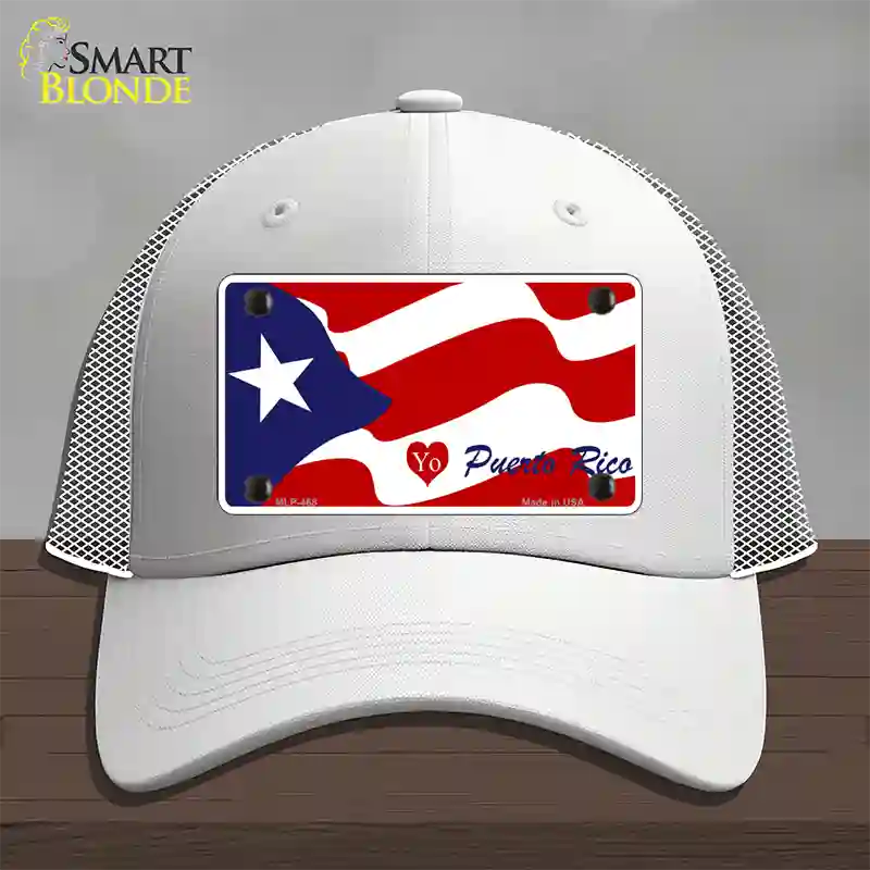 I Love Puerto Rico Novelty License Plate Hat Mesh / White