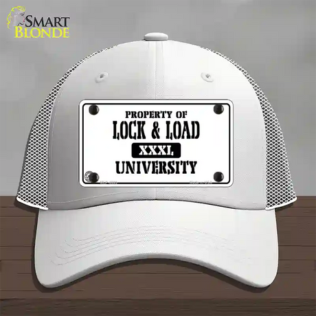 Lock And Load Novelty License Plate Hat Mesh / White