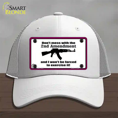 I Wont Be Forced To Use It Novelty License Plate Hat Mesh / White