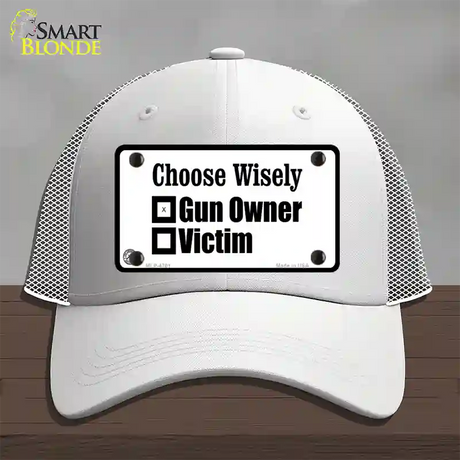 Choose Wisely Novelty License Plate Hat Mesh / White