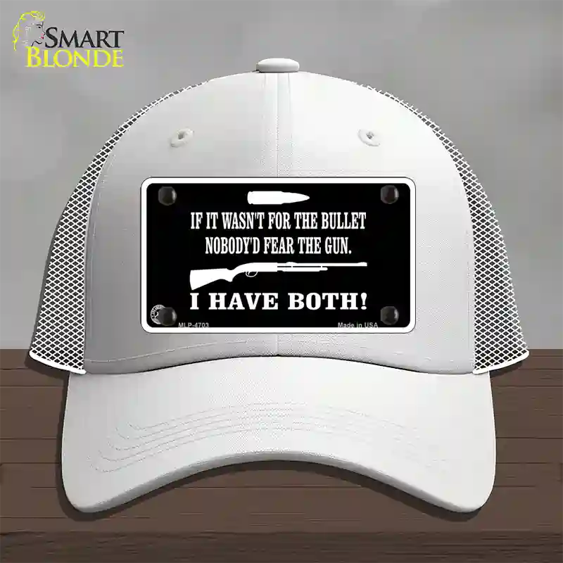 No Bullet No Gun Fear Novelty License Plate Hat Mesh / White