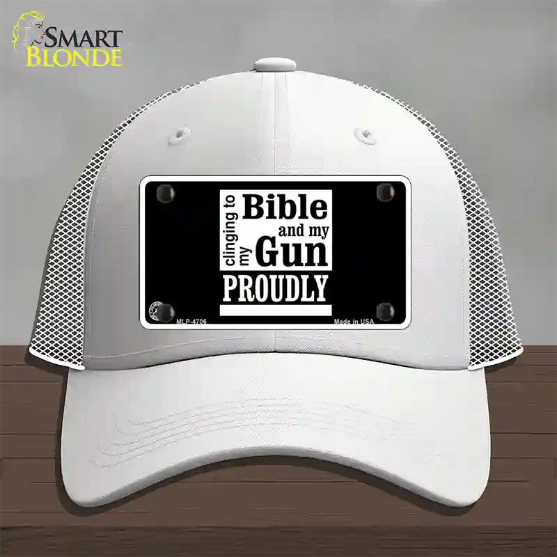 My Bible And My Gun Novelty License Plate Hat Mesh / White