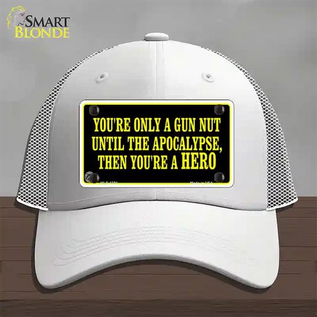 Gun Nut Novelty License Plate Hat Mesh / White