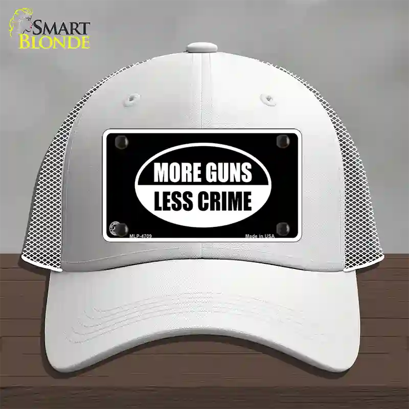 More Guns Less Crime Novelty License Plate Hat Mesh / White