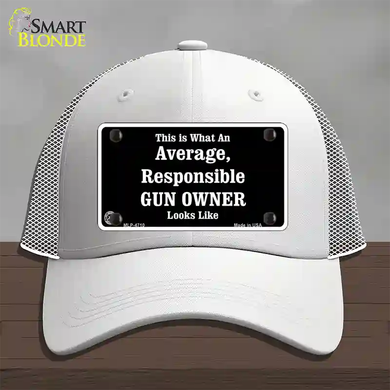 Average Gun Owner Novelty License Plate Hat Mesh / White